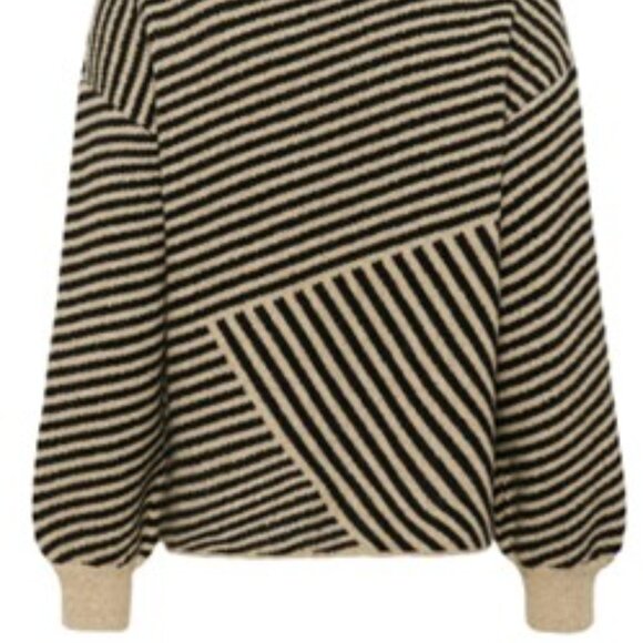 NWT KAFFE crow neck sweater col Feather Gray Melange / Black size large - Picture 4 of 10